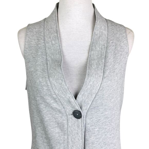 J. Jill Pure Jill Gray Collarless Layering Business Casual Warm Sweatshirt Vest - Picture 4 of 11